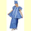 Blue Ruffled Brocade Skirt Set